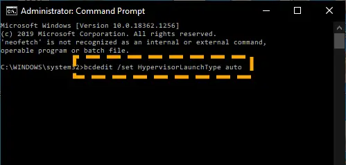 Executing command for auto launch of Hypervisor