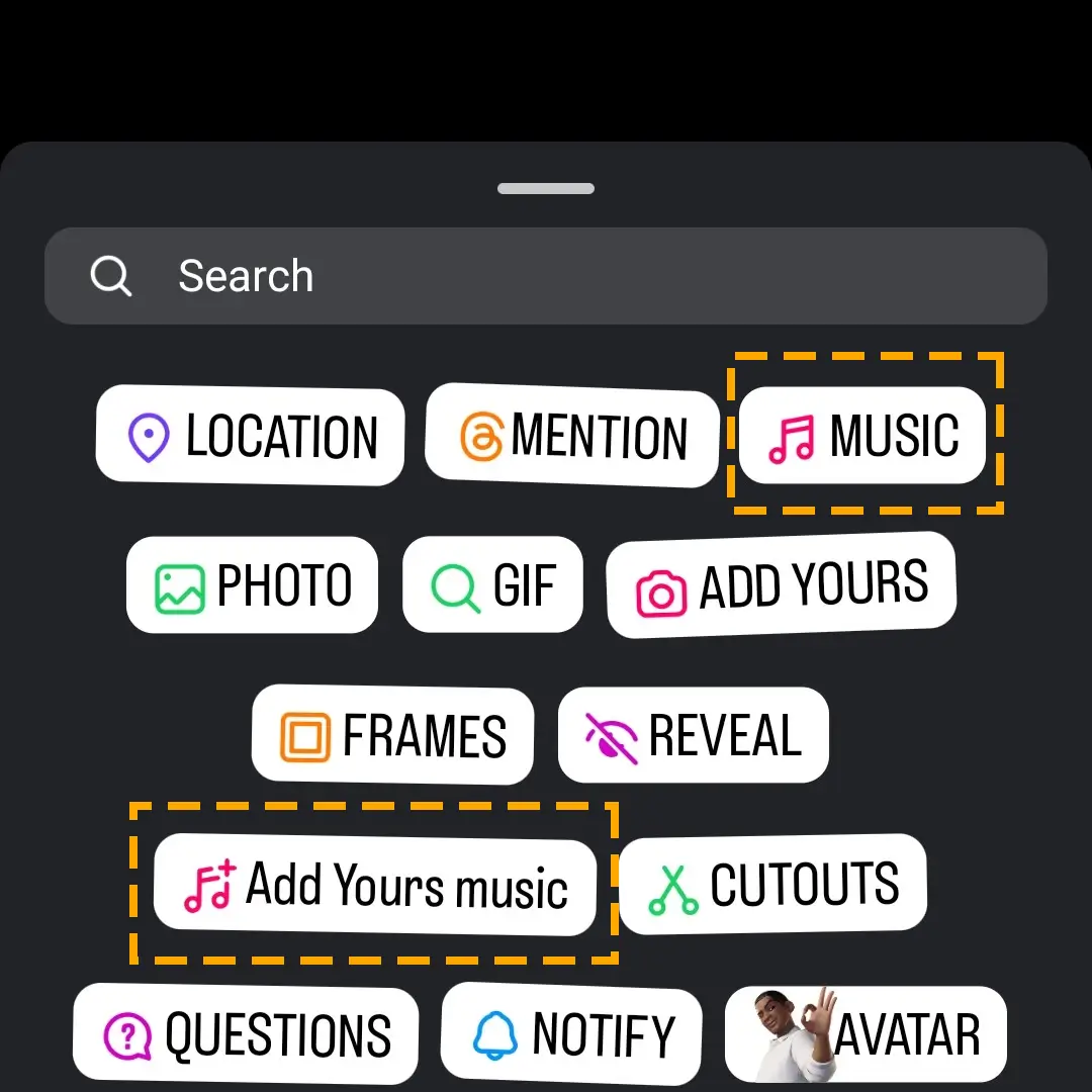 add instagram music stickers