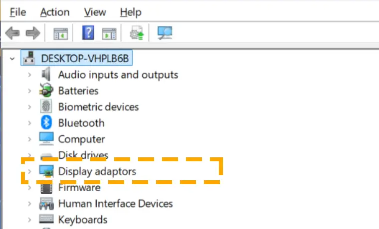 display adaptors in device manager