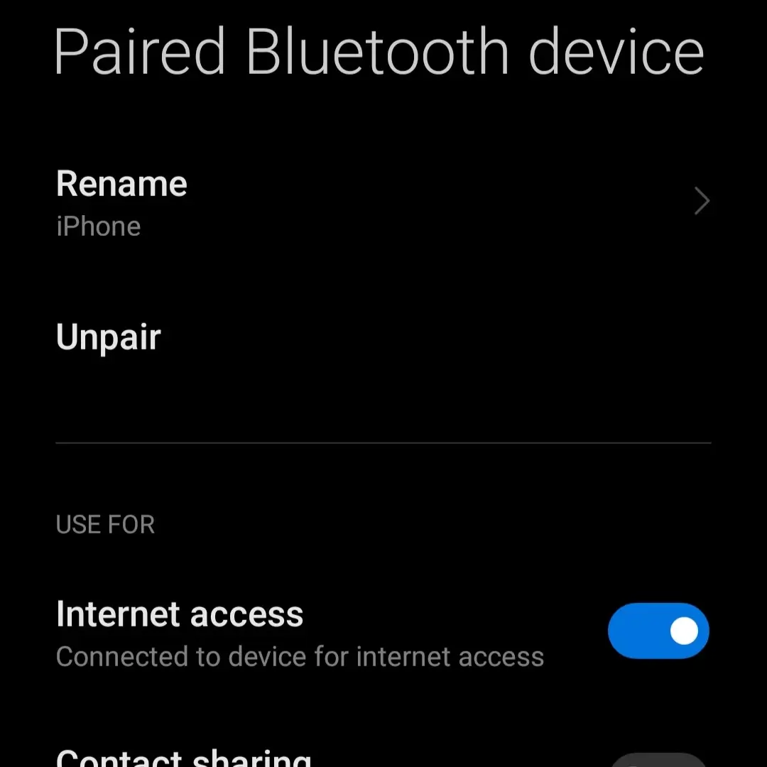 Enable internet access in iphone's bluetooth connection on android