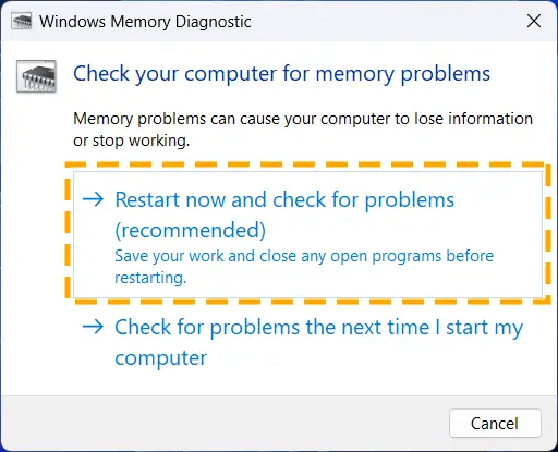 restart now option in wmd