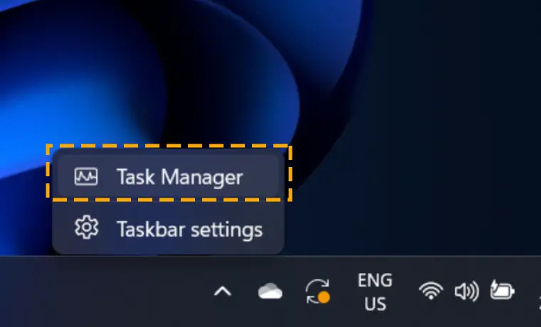 right click menu of taskbar