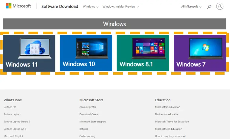 windows version on manufacturer site