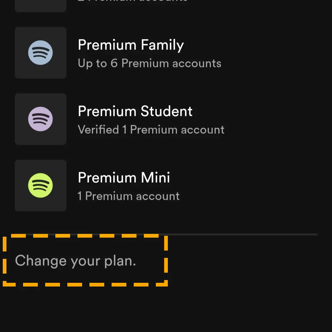 change spotify premium plan