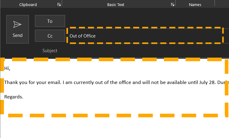 compose out of office template