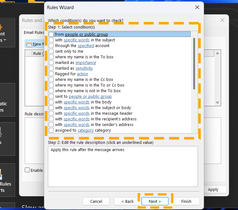 conditions for out of office message