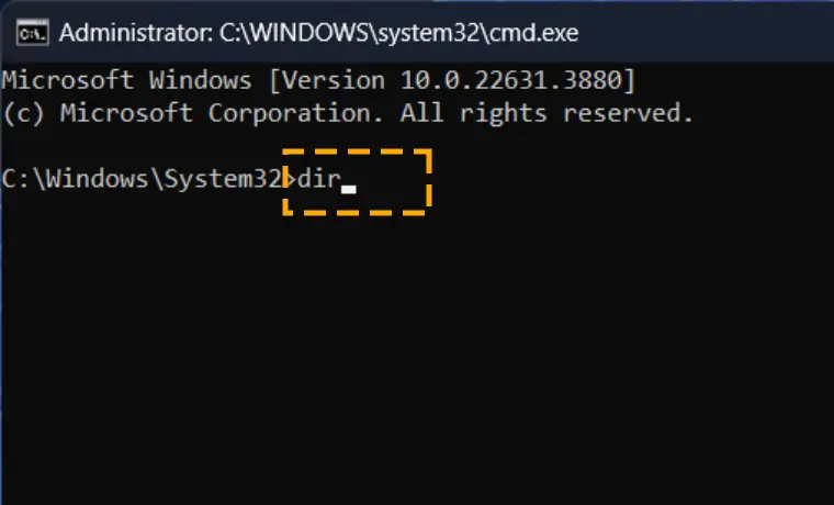 dir command in command prompt