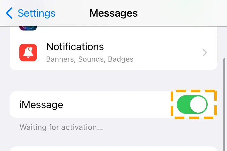 enable imessage