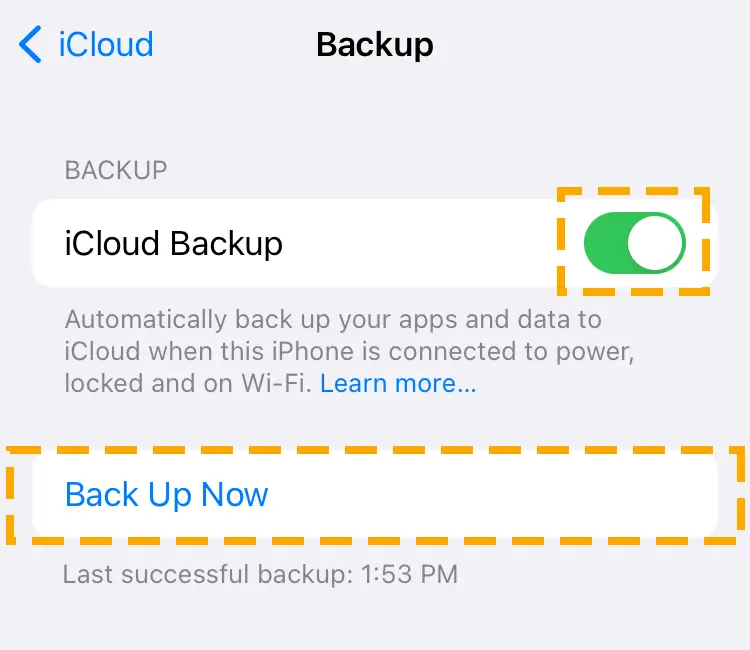 enable iphone backup to icloud