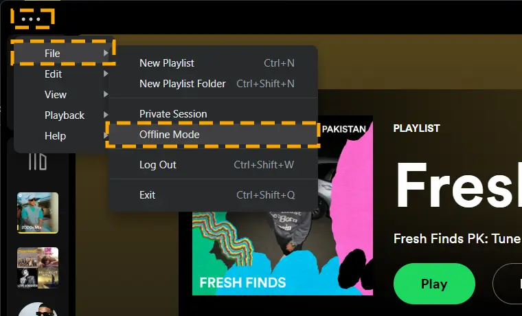 enter spotify offline mode