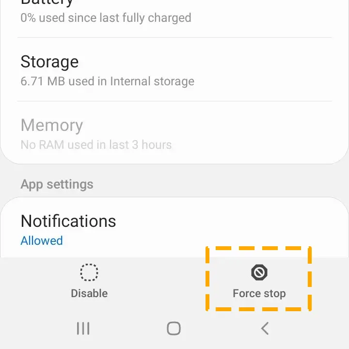 force stop the app