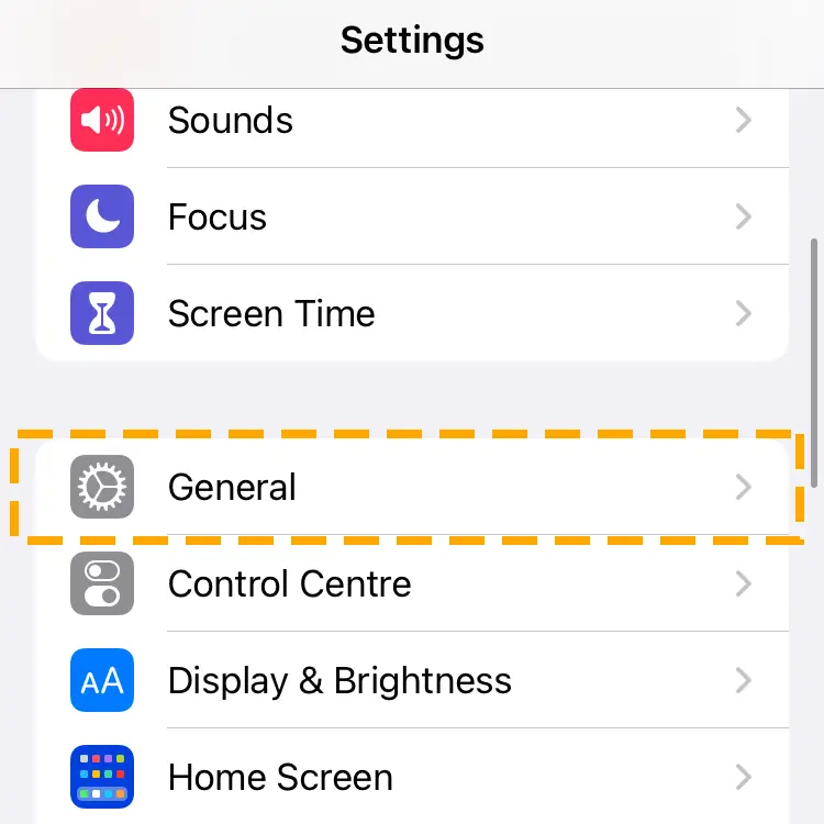 general tab in settings