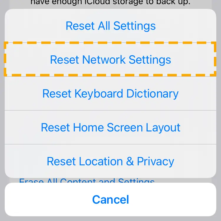 iphone reset options