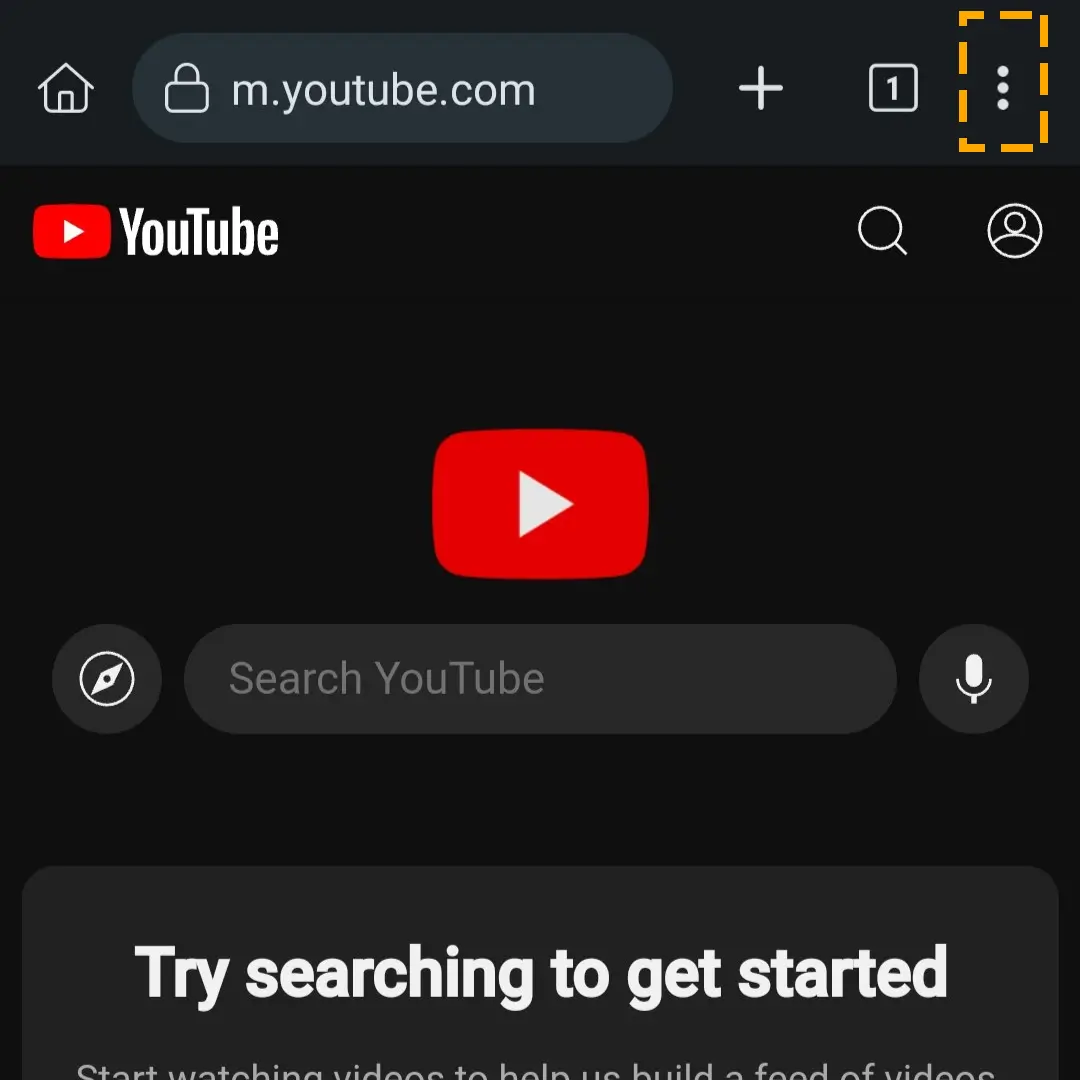 kiwi browser interface with youtube site