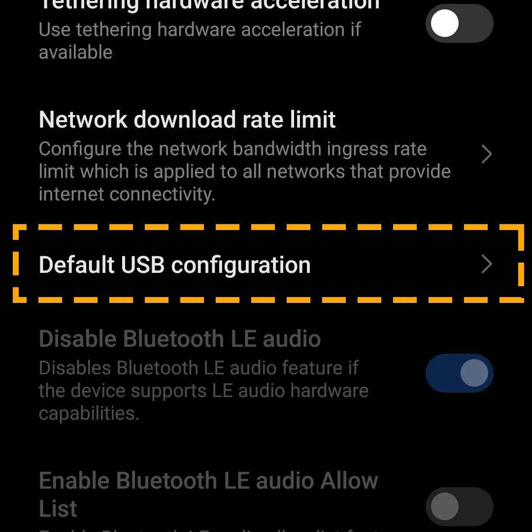 move to default usb configuration