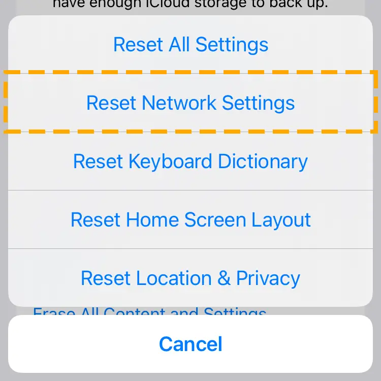 reset network settings