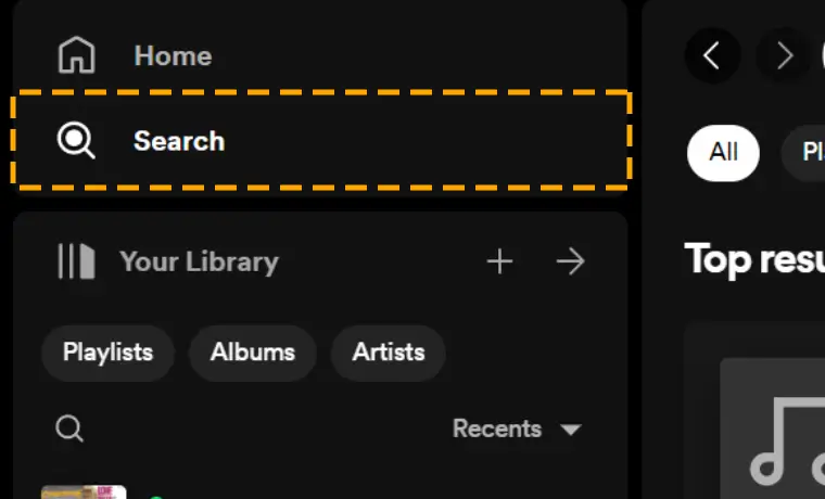 search tool on spotify desktop app