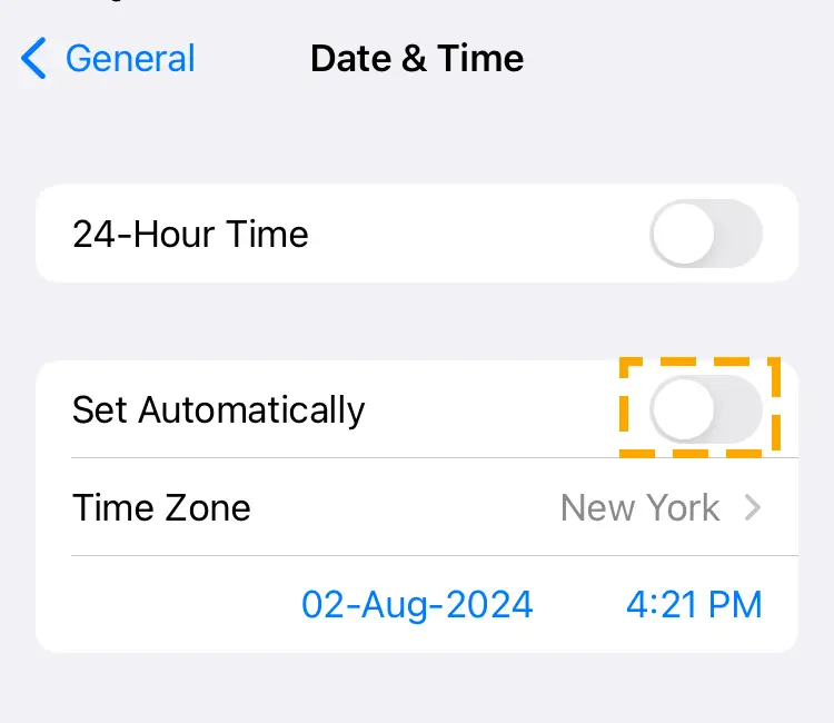 set the time and data on iphone