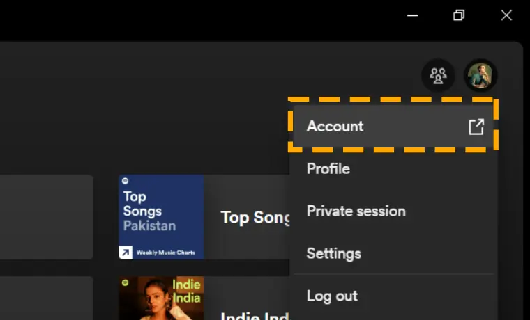 spotify desktop menu dropdown