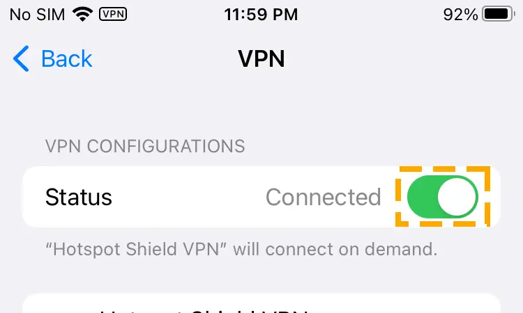 turn off vpn on iphone