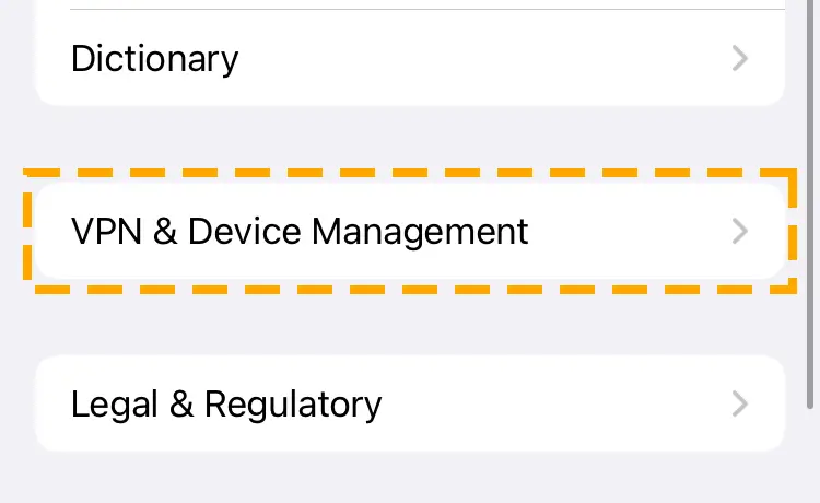 vpn management settings on iphone