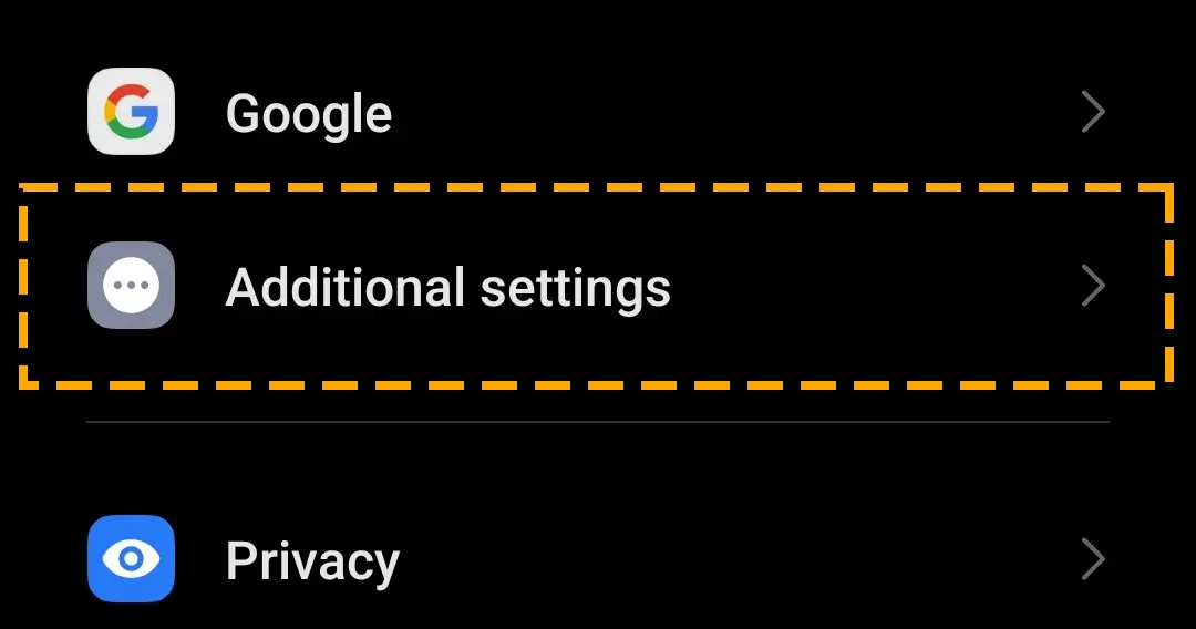 additional options in settings