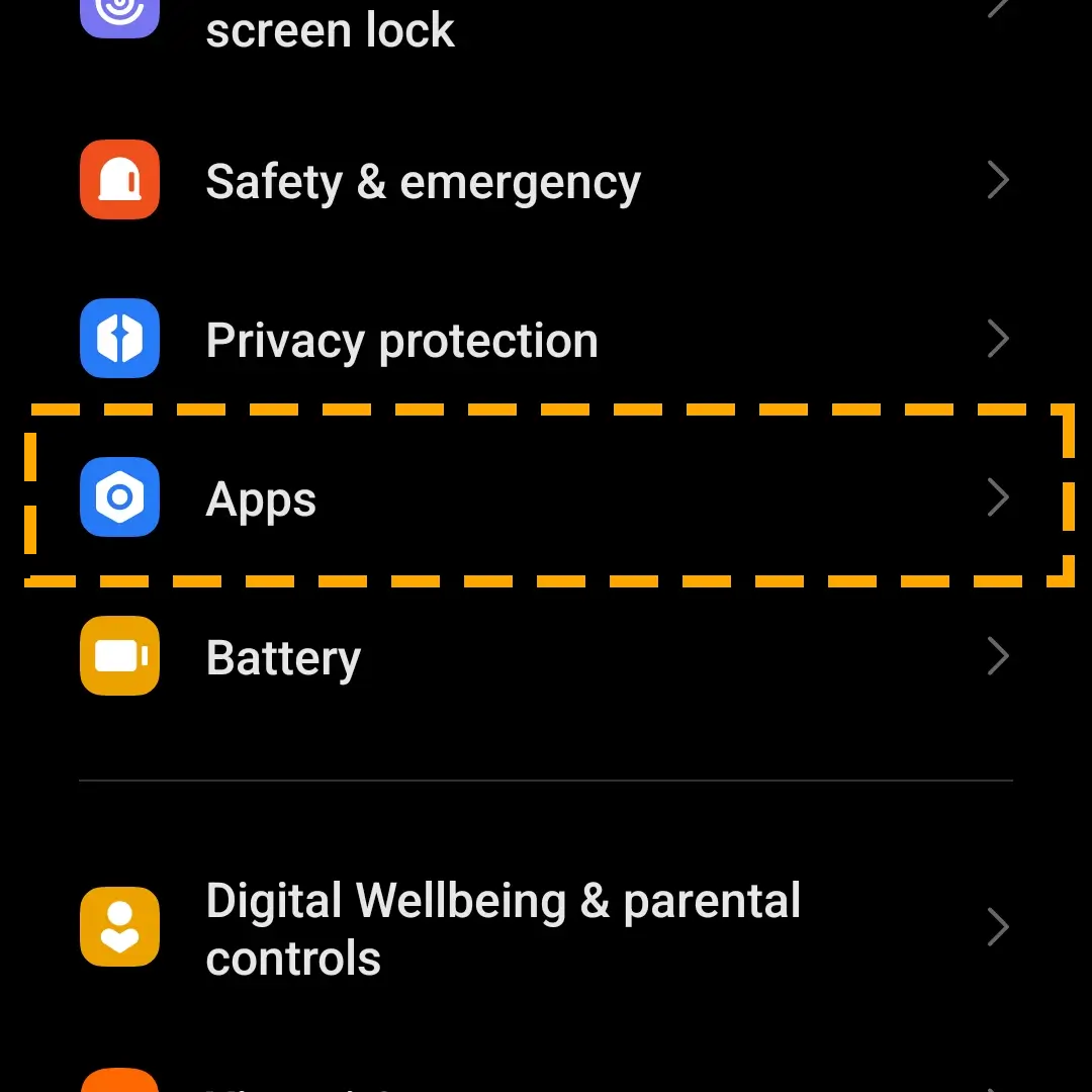 apps tab in android settings