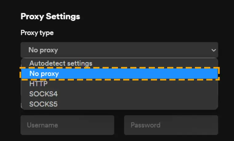 change spotify app proxy settings