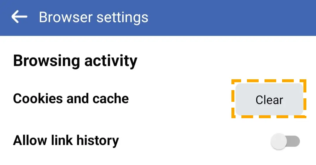 clear cache and cookies