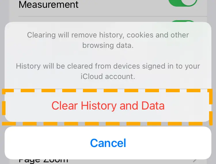 confirm clear history