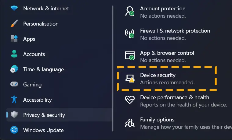 device security section