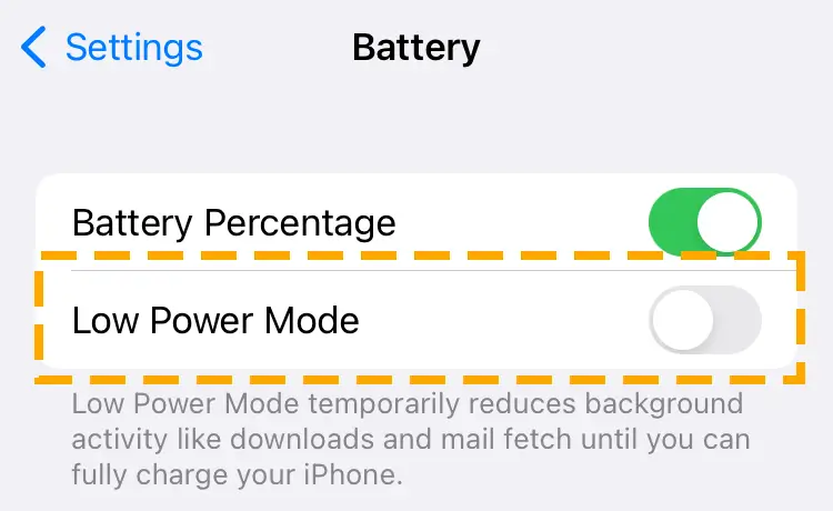 disable low power mode