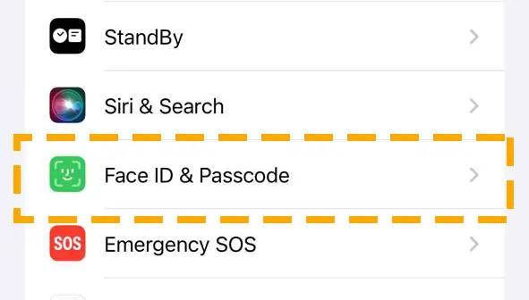 face id & passcode settings