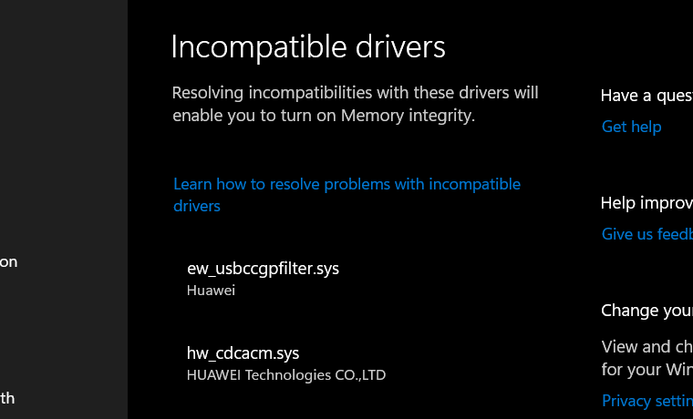 incompatible drivers list