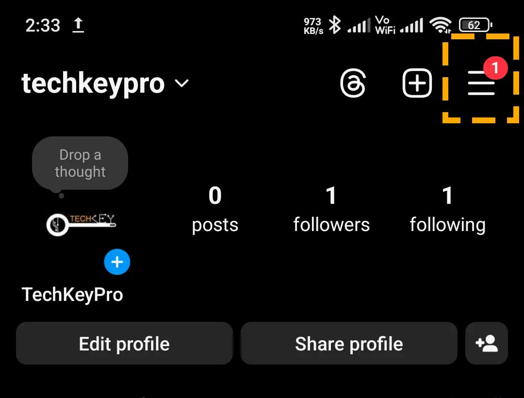 insta profile menu