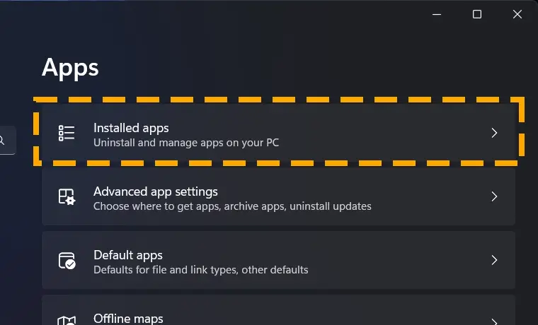 installed apps section