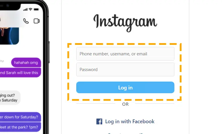 login to insta profile through website