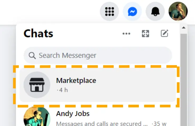 marketplace message tab