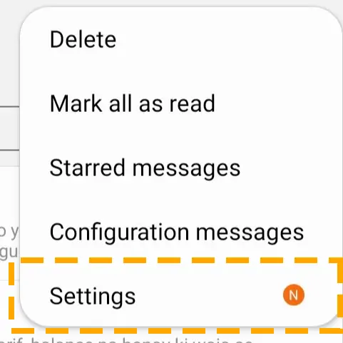 nevigate to message app settings