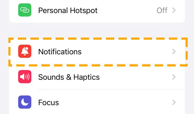 notification settings of ios iPhone