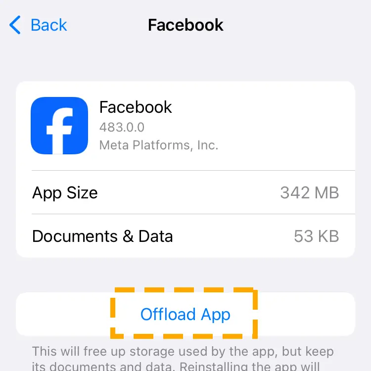 offload fb app