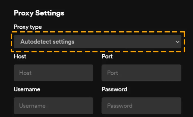 proxy settings of spotify app