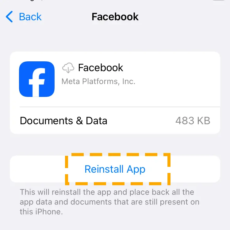 reinstall fb app