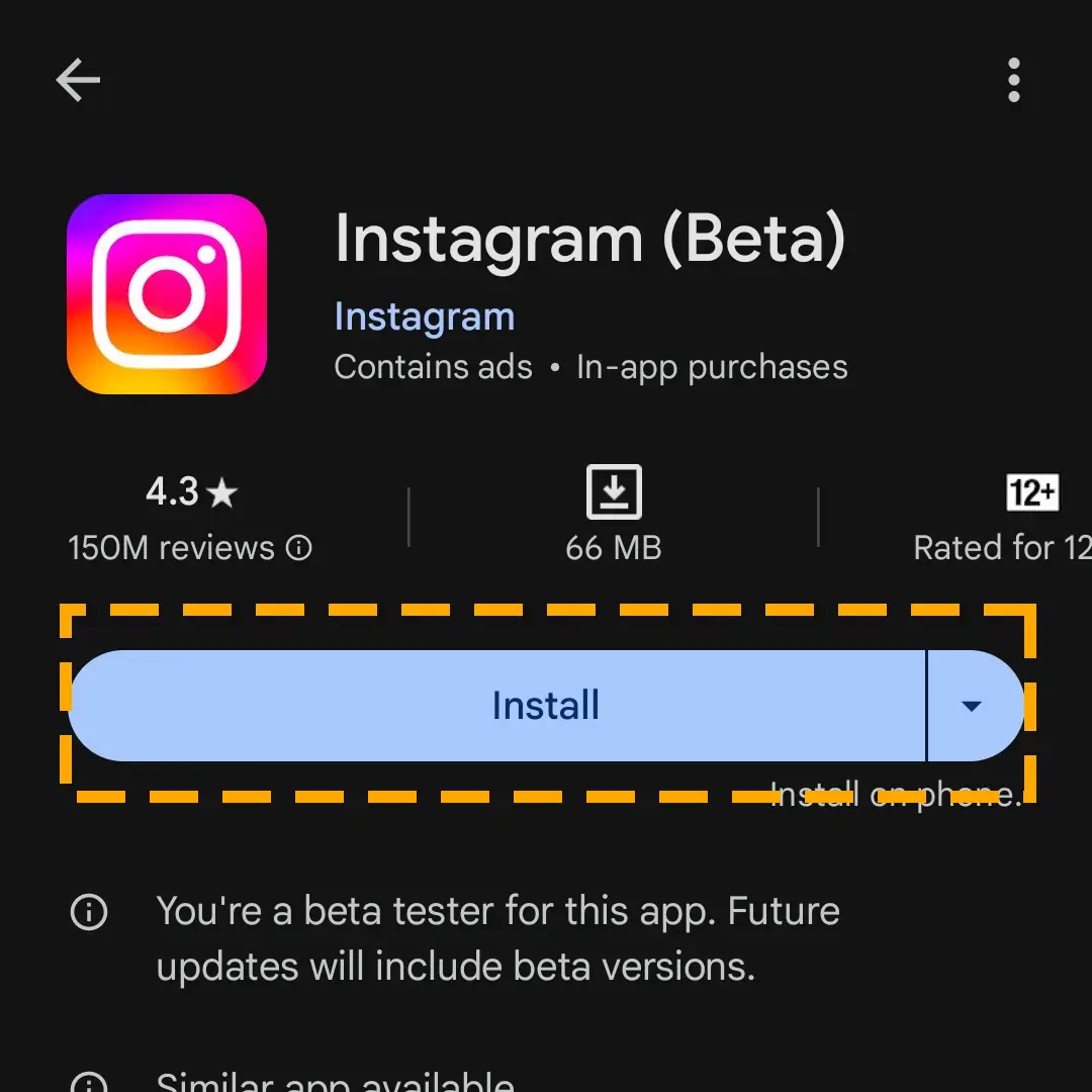 reinstall the insta app