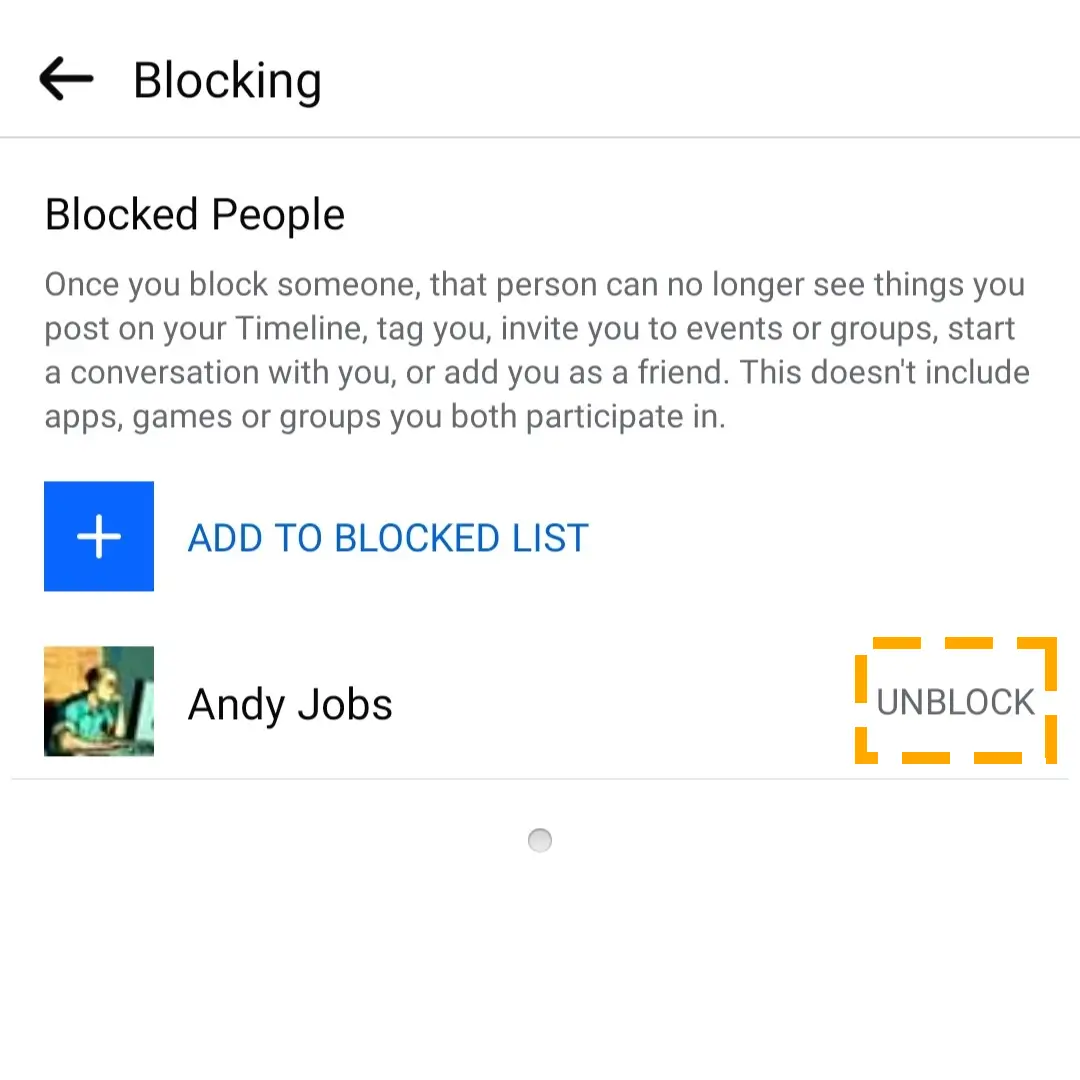 remove people from blocked list