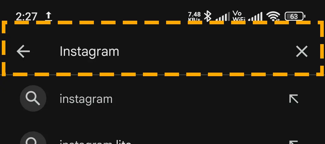 search insta in play store