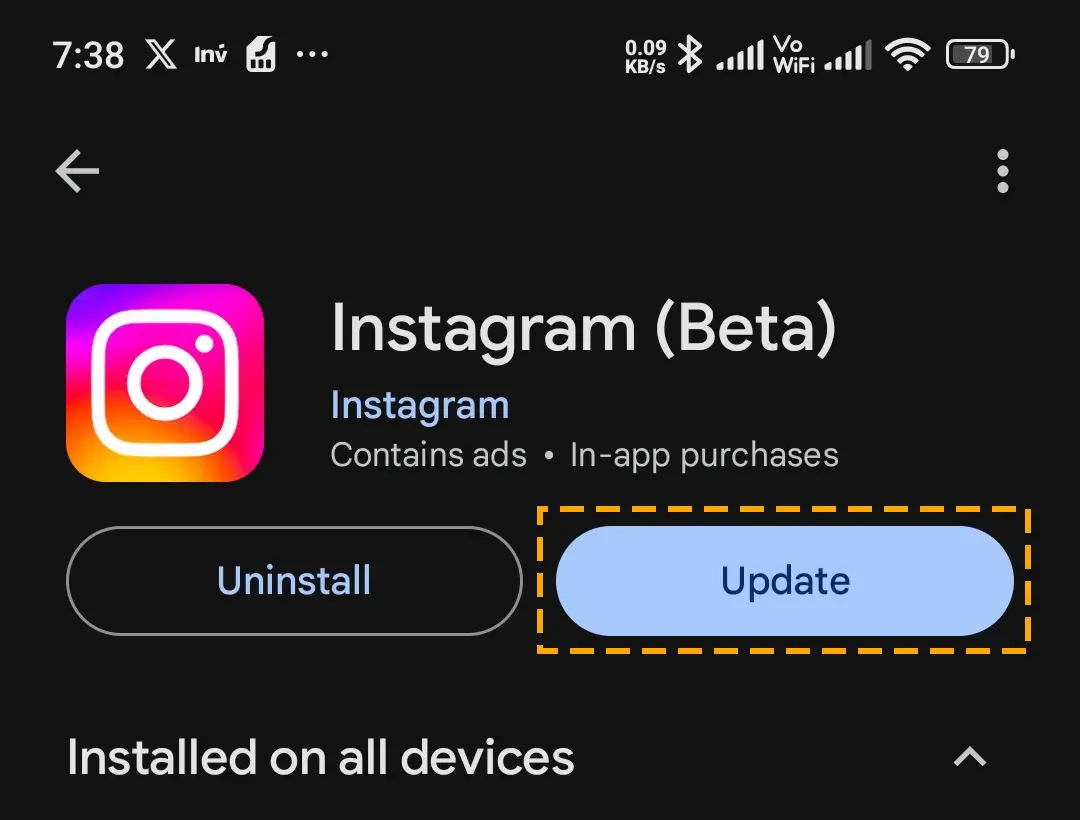 update instagram app