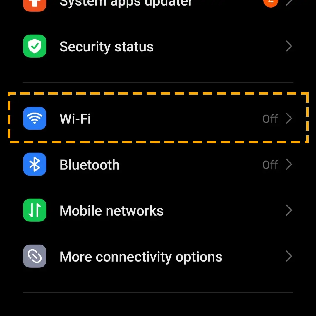 wifi option in android settings