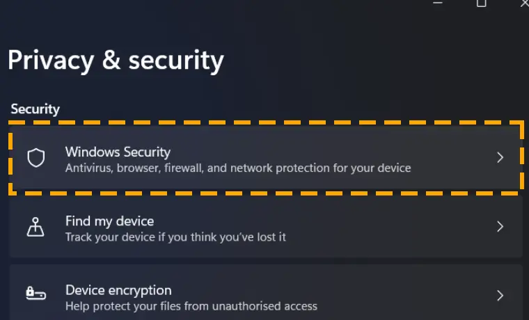 windows security in privacy & security