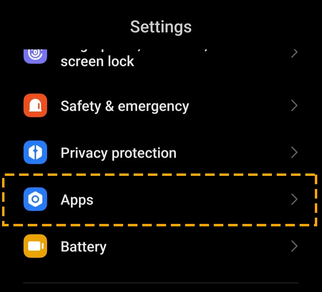 apps section android settings